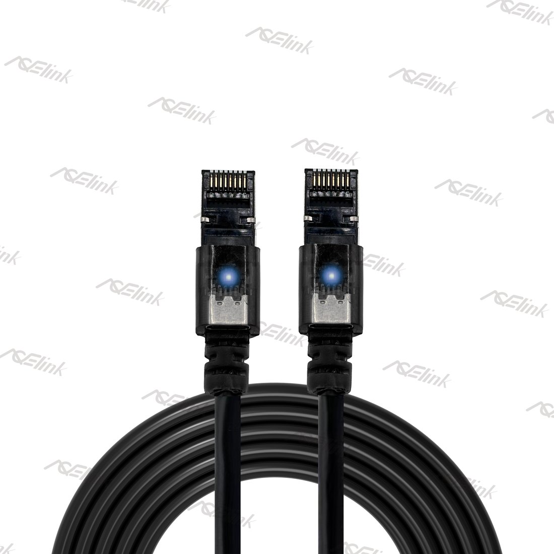 CAT.6A S/FTP Patch Cable with LED Flash Powered by USB-C